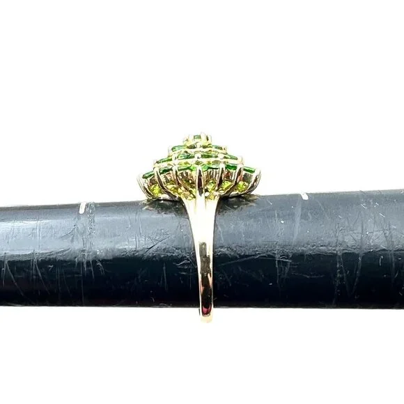 14K Yellow Gold Womens Ring Green Chrome Diopside Domed Cluster 4 Grams Size 6 - Picture 6 of 8